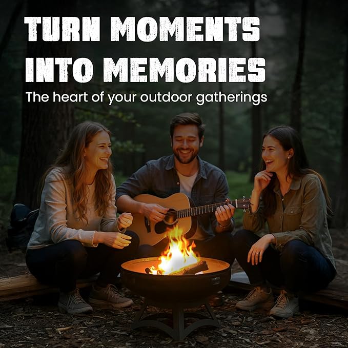 Liberty Fire Pit – Ohio Flame Wood Burning Outdoor Fire Pit - 24" Diameter with Hollow Base (Made in USA)