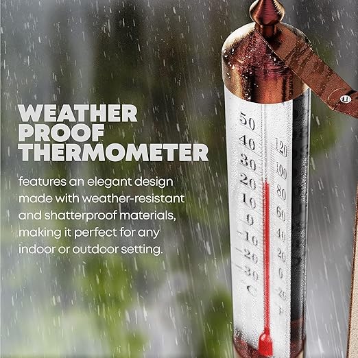 Steel Thermometer Indoor/Outdoor Waterproof Decorative (Adjustable Angle)