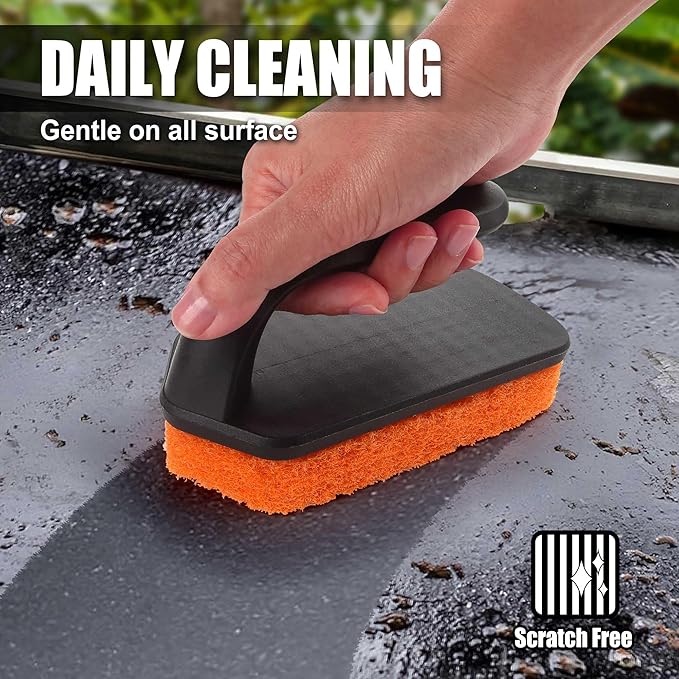 GRILLART Griddle Cleaning Kit for Blackstone, Flat Top Grill Cleaning Kit with Grill Stone, Griddle Scraper, Scouring Pad and Handles, Multifunctional Griddle Accessories for Rusty Grills, Orange