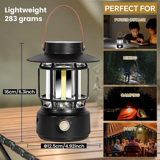 Led Camping Lantern 2 Pack, 1000LM, Solar Lantern Rechargeable Camping Lights with Side Flashlights for Emergencies, IPX5 Waterproof Portable led Lanterns for Power Outages,USB C Cable Included