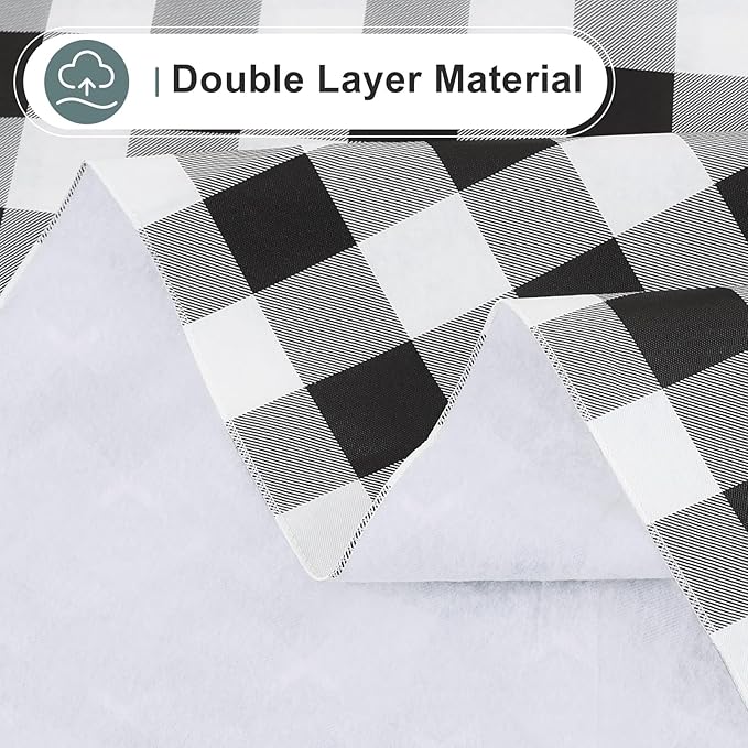 misaya 2 Pack Waterproof Vinyl Table Cloth, Buffalo Flannel Backed Tablecloth, Wipeable Plastic Table Cover for Dinner, Kitchen, Outdoor (60" x 84", Black & White)