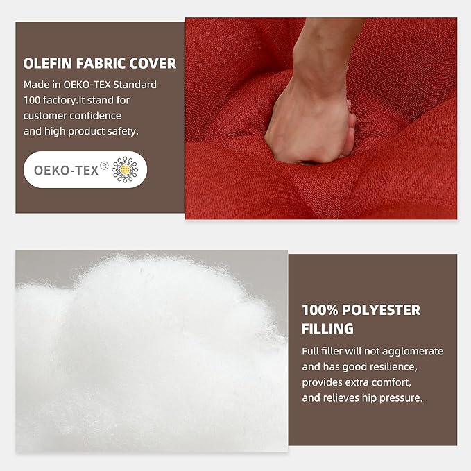 RACE LEAF Patio Chair Cushions 17x17 4 Pack, Thickened Outdoor Seat Cushions Water Resistant Stain Resistant Non-Slip Ties (Red)