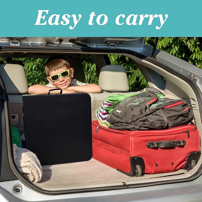 Gocamptoo Folding Table,4ft Indoor Outdoor Heavy Duty Portable Folding Square Plastic Dining Table w/Handle (Balck)