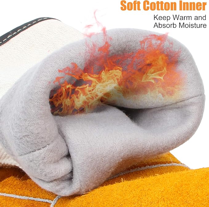 BEETRO Welding Gloves 2 Pairs Cow Leather Forge/Mig/Stick/Tig Welder Heat/Fire Resistant, Mitts for Oven/Grill/Fireplace/Furnace/Stove/Pot Holder/Wood Burner/Animal handling glove with Soft Lining