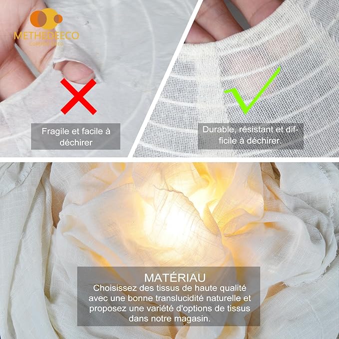 2PCS 16-inch Handmade Linen Pendant Light Shades Fabric Lampshade, Minimalist White/Beige, Foldable Hanging Lanterns for Bedroom, Living Room, Kitchen showcase window House Gift Idea