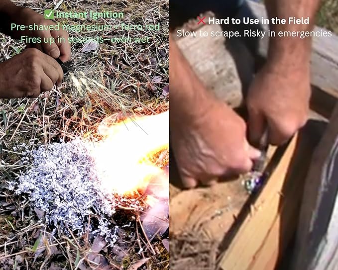 Fire Starter Kit with Magnesium Shavings and Waterproof Matches – Multiple Options with Ferro Rod and Fire Rope for Camping, Emergency, Bushcraft, Survival