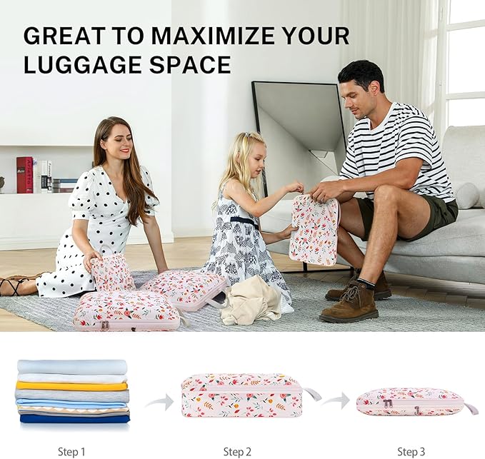 Gonex Compression Packing Cubes, 3pcs/4pcs Expandable Storage Travel Luggage Bags Organizers
