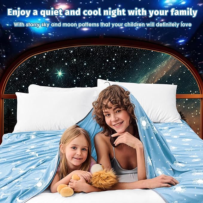 inhand Cooling Blanket King Size (90"x108") - Cooled Blankets for Hot Sleepers Lightweight Breathable Summer Blanket for Sleeping Night Sweats to Keep Cool in The Heat -Light Blue