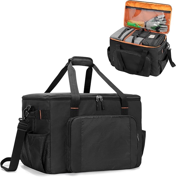 Camping Organizers and Storage, 4 Pcs Packing Cubes with Carrying Bag, 5-in-one with Hard Bottom Storage Bag for Travelling, Toys, Dolls, etc, Black