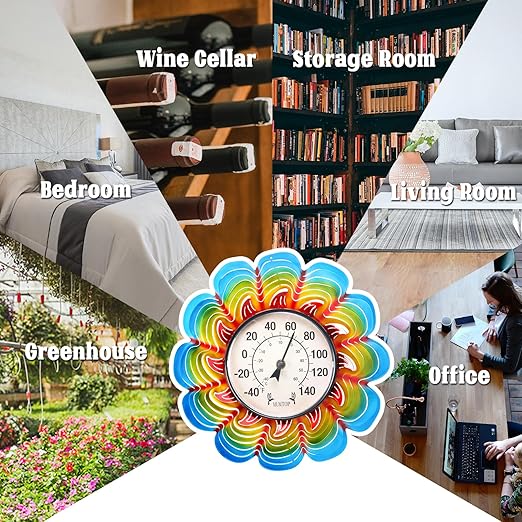 MUMTOP Outdoor Thermometers for Patio-Indoor Outdoor Wall Thermometer - Colorful Flower Outside Thermometer Decorative Temperature for Home or Garden Decor