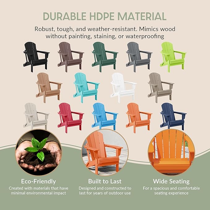 WestinTrends Malibu 4-Piece Set Outdoor Folding Poly Adirondack Chair, Orange