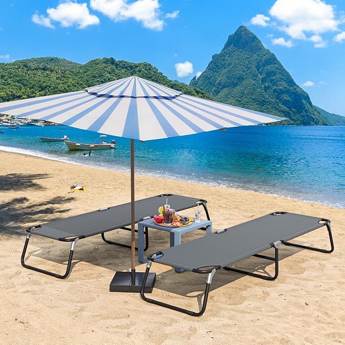 GYMAX Folding Camping Cot, Portable Ultralight Compact Sleeping Cot Bed for Adults with Oxford Fabric, for Outdoor Travel Backpacking Hiking Patio Home Office, 330LBS (Grey)