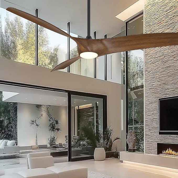 Zephyr Indoor or Outdoor 3-Blade 72in Smart Ceiling Fan in Graphite Weathered Wood with Adjustable CCT 2700-3000-4000-5000K LED Light Kit and Remote Control works with Alexa and iOS or Android App