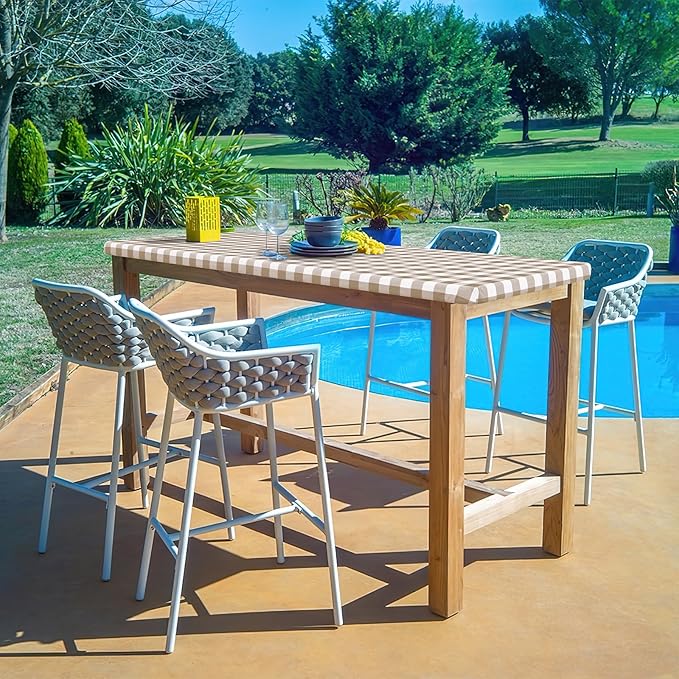 misaya Buffalo Rectangle Picnic Tablecloth, 8 Foot Elastic Fitted Vinyl Table Cloth with Flannel Backing, Waterproof Plaid Table Covers for Dining, Camping, Outdoor (Khaki and White, 30" x 96")