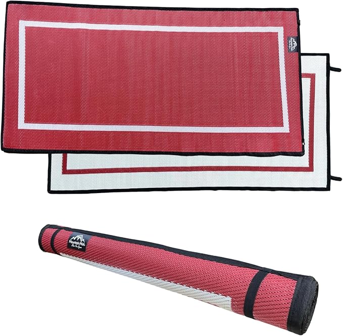 3x6 Maroon Recycled Outdoor Mat – Extra Thick 5mm Waterproof Rug – Reversible – Luxury Patio Mat for Camping, Deck, Bath, RV, Anti-Fatigue Standing, Beach (Maroon, 3' x 6')