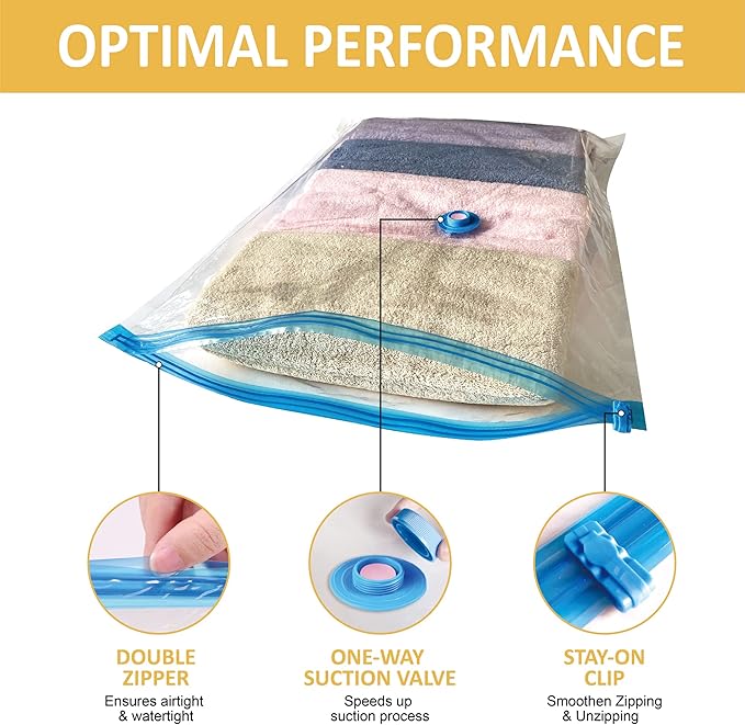 10 Medium Vaccum Storage Bags, Space Saver Vacuum Storage Bags Medium, Space Bags, Vacuum Seal Bags for Clothes with Travel Hand Pump