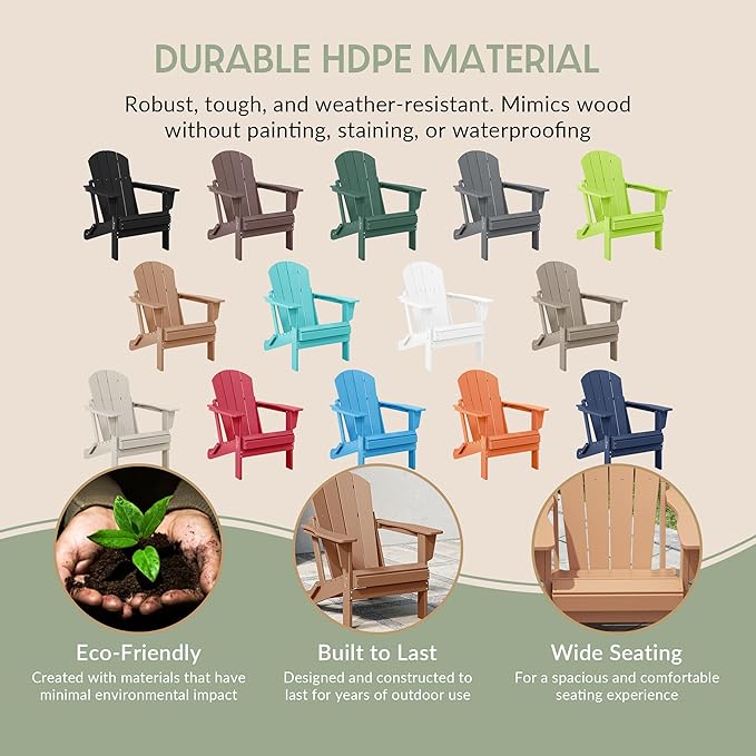 WestinTrends Malibu 4-Piece Set Outdoor Folding Poly Adirondack Chair, Teak