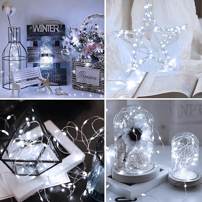 1Pack LED Fairy String Lights,16ft 50 LED with Remote and Timer, 8 Modes, USB Powered and Battery Powered String Lights for Bedroom Party Indoor Christmas Decoration