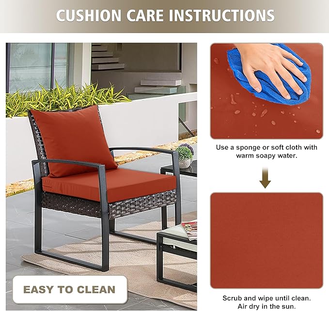 Outdoor Cushions for Patio Furniture, Waterproof Outdoor Chair Cushion w/Fade-Resistant, Removable & Machine-Washable Cover, 22x22 Inch, Deep Seat Sofa/Couch Pad Replacement – Set of 4, Rust