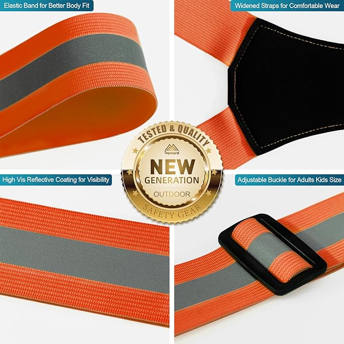 LED Reflective Vest Safety Gear, Light Up Vest for Night Walking Cycling, High Visibility Running Vest with Reflective Strips