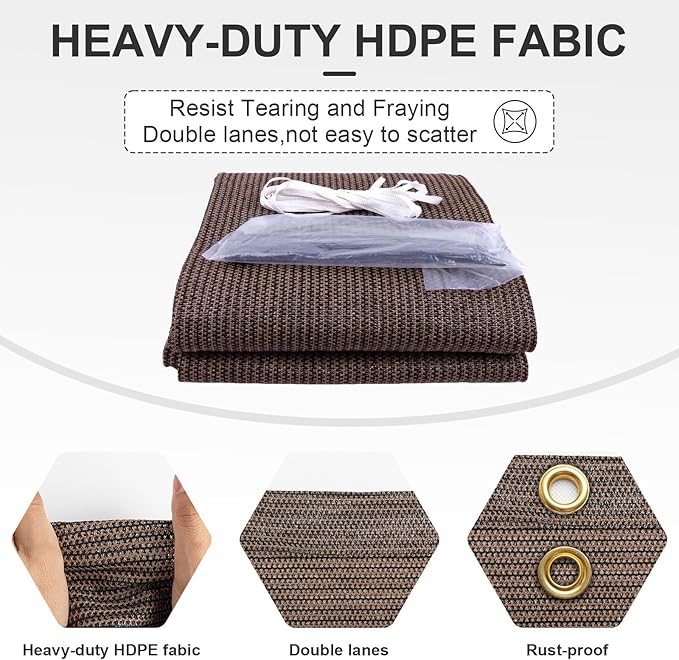 Cool Area Sun Shade Cloth with Grommets 6×19 FT Shade Panel Shade Tarp Screen Fabic for Outdoor Patio Pergola Cover Deck Garden, Brown (Customized)