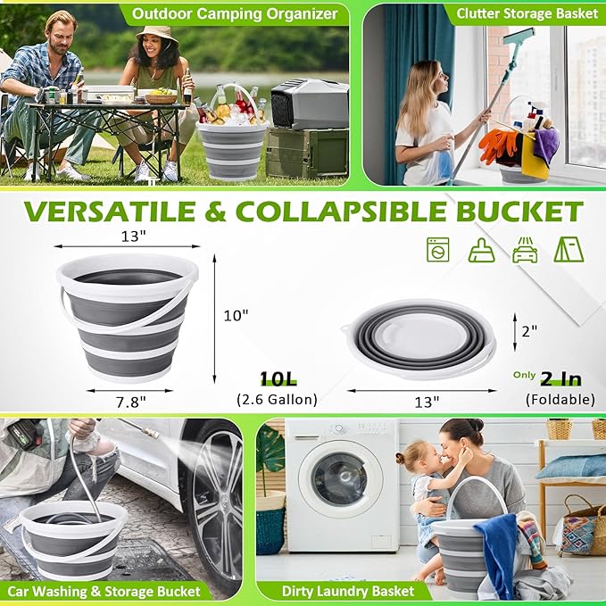 Folding Fish Cleaning Table with Collapsible Bucket, Portable Outdoor Fillet Station Camping Sink Table with Faucet, Drainage Hose & Sprayer, Grid Rack, Knife Groove for Picnic Fishing