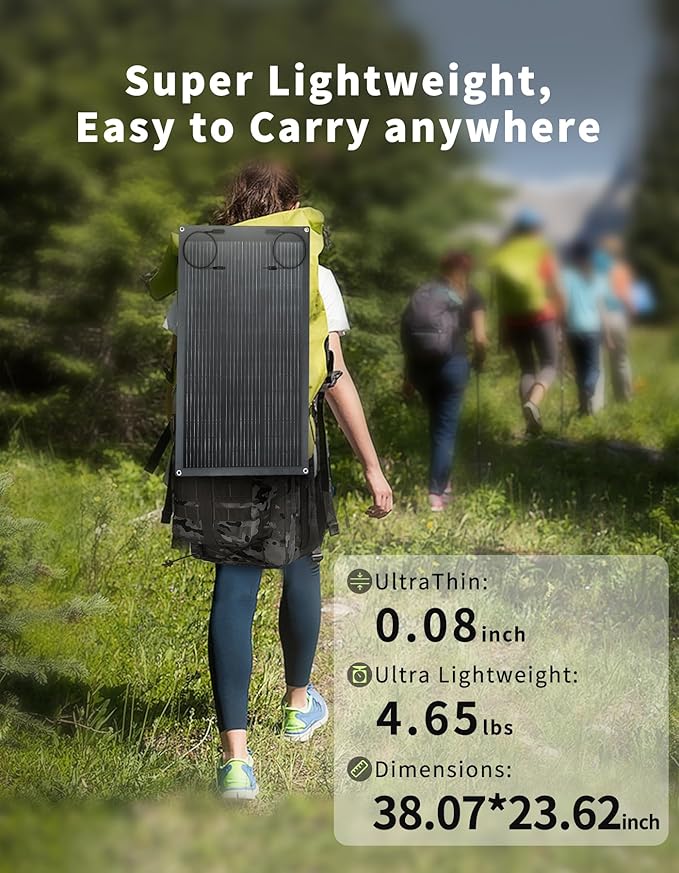 Greenmagic 100W 12V Flexible Solar Panel Ultra Thin Ultra Lightweight Off-Grid Charger for Marine RV Cabin Van Car Uneven Surfaces