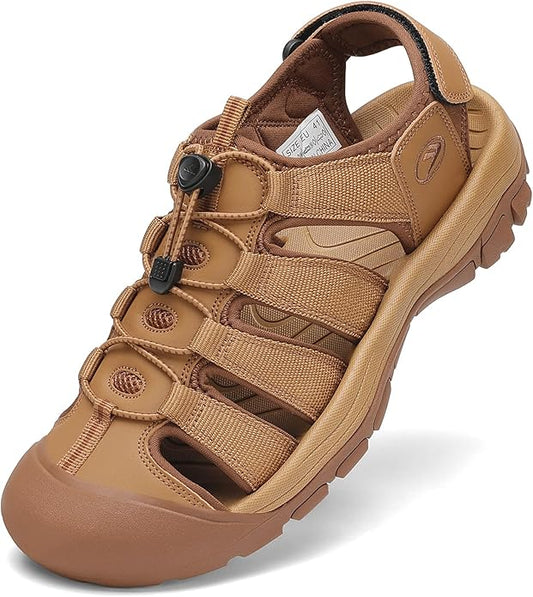 FLARUT Men's Athletic Sandals - Closed Toe Sport Hiking & Outdoor Walking Water Sandals with Anti-Slip Cushioning and Breathable Mesh