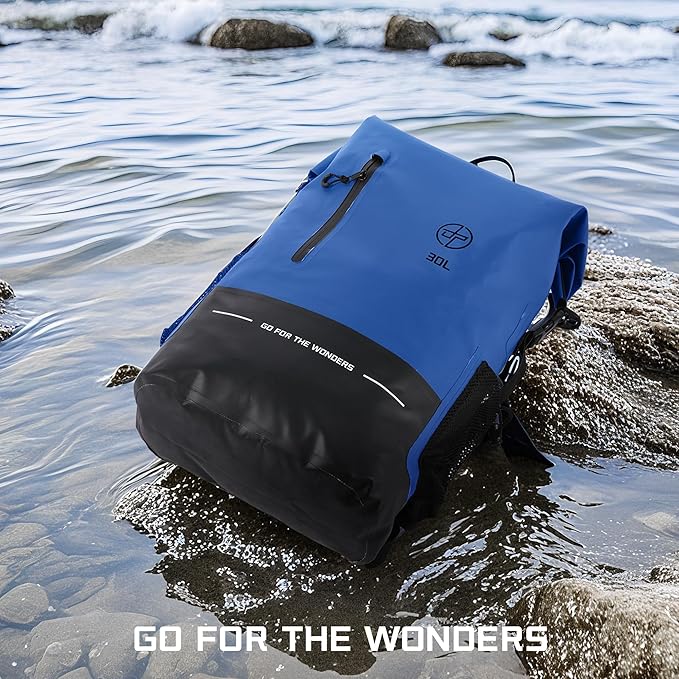 UPWELL 30L Waterproof Dry Bag Boating Backpack for Travel Hiking Camping Kayaking Hiking Swimming Floating Submersible Dry Bag blue