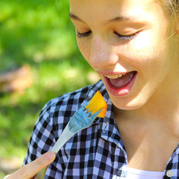 Tapirus - 5 Spork Of Steel Utensils Set - 8-inch Long Durable & Rust Proof Stainless Steel Spoon, Fork & Knife Flatware - For Camping, Fishing, & Hunting - With Bottle Opener & Carrying Case