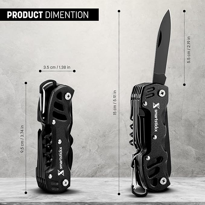16 In 1 Pocket Knife multitool Military Grade Steel: Swiss Style Multi Functional Small Folding Knife with Keychain, Easy to Carry, Wine/Bottle Opener, Scissors, Saw, Screwdrivers