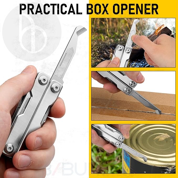 BIBURY Mini Multitool Pliers BI2051A, Mini Pocket Pliers with Window Breaker, Seat Belt Cutter, Bottle Opener for Outdoor Survival, EDC Multi Tool with Pocket Clip, Gifts for Men and Women