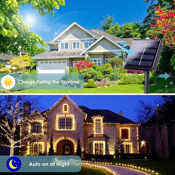 Extra-Long 144FT Solar String Lights for Outside, 2 Pack 400LED Solar Fairy Lights Outdoor, Waterproof Copper Wire with 8 Modes Twinkle Lights for Tree Garden Party Xmas Wedding Decor (Warm White)