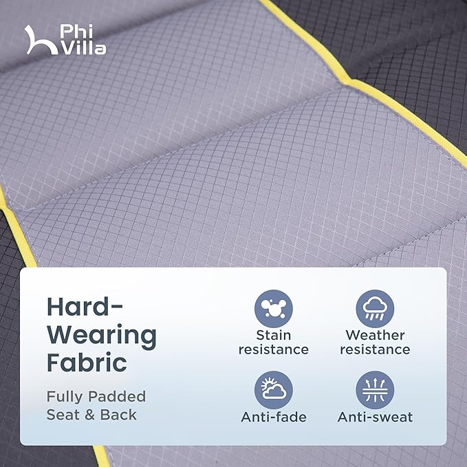 PHI VILLA XXL Oversized Padded Zero Gravity Chair, Foldable Patio Recliner, 30" Wide Seat Anti Gravity Lounger with Cup Holder, Set of 2, Support 400 LBS (Gray Accent)