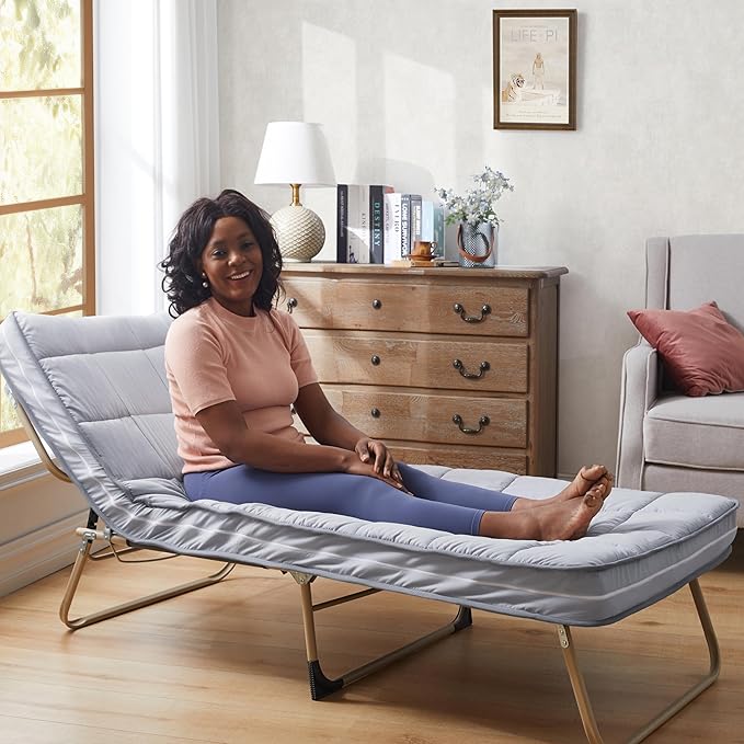 4Inch Cot Mattress Topper,Twin Gel Infused Memory Foam,Machine Washable Thickened Pillow Top Cover,Roll Up Floors Mat,Portable Folding Sleep Pad(75 x 38“)