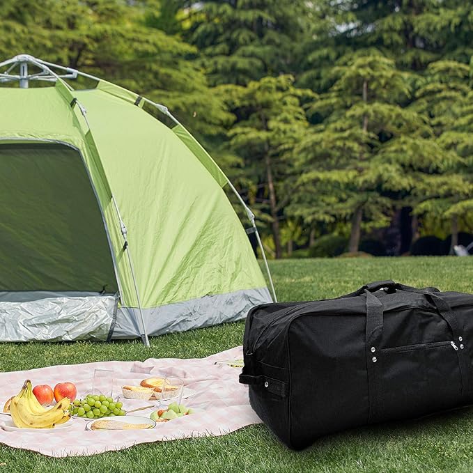 Extra Large Duffel Bag Lightweight Water Resistant Heavy Duty Duffle Bag Foldable Travel Duffle Bag (32"x14"x14" Black)