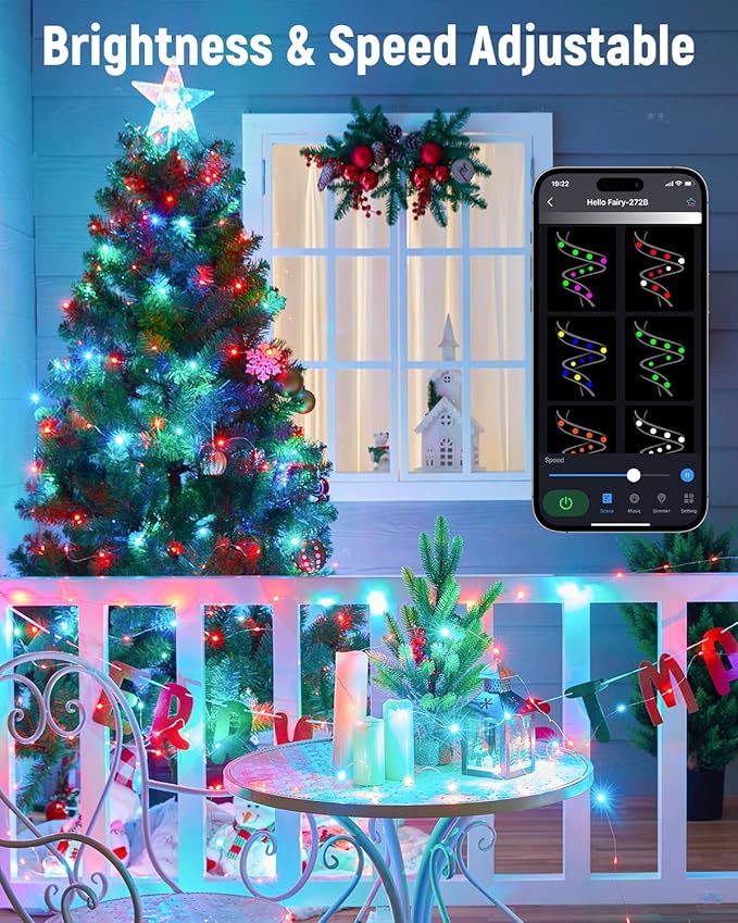 Minetom Smart Fairy Lights Color Changing, 2Pack Total 66FT 200 LED USB RGB String Lights with Remote & APP Control, Music Sync Fairy Lights For Bedroom, Twinkle Christmas String Light for Indoor Tree