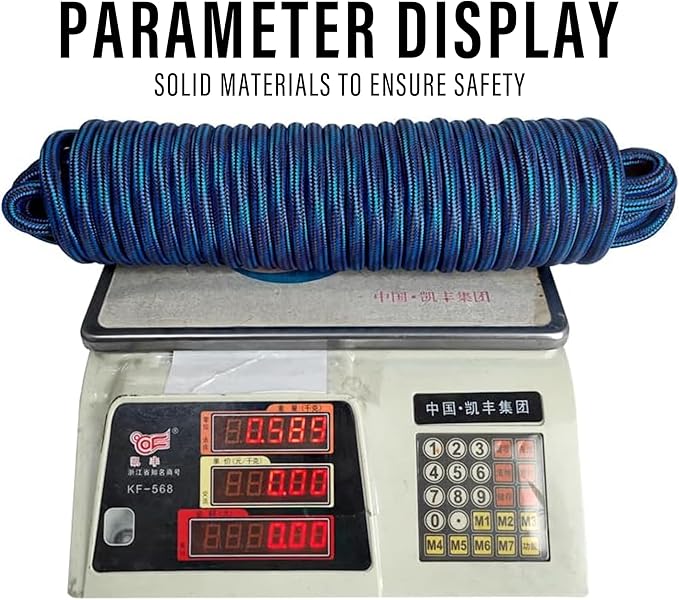 Diamond Braided Polypropylene Rope Nylon Rope Mix Thick Heavy Duty Ropes 3/8 inch 60ft High Strength Perfect for Clothesrope Camping Hiking and Other Outdoor Activities Blue