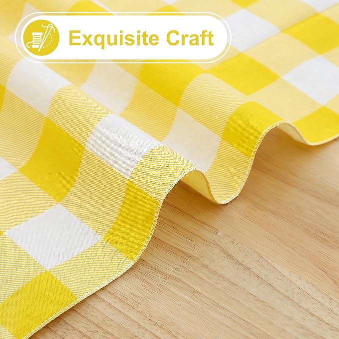 misaya Square Waterproof Vinyl Table Cloth, Buffalo Flannel Backed Tablecloth, Wipeable Plastic Table Cover for Dinner, Kitchen, Outdoor (60" x 60", Yellow and White)