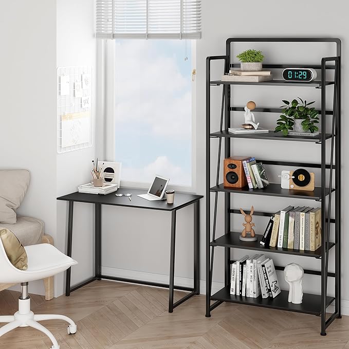 BHG No Assembly Folding Bookshelf for Living Room,Collapsible Book Shelf for Home Office, Portable Bookcase Storage Organizer Rack Shelves