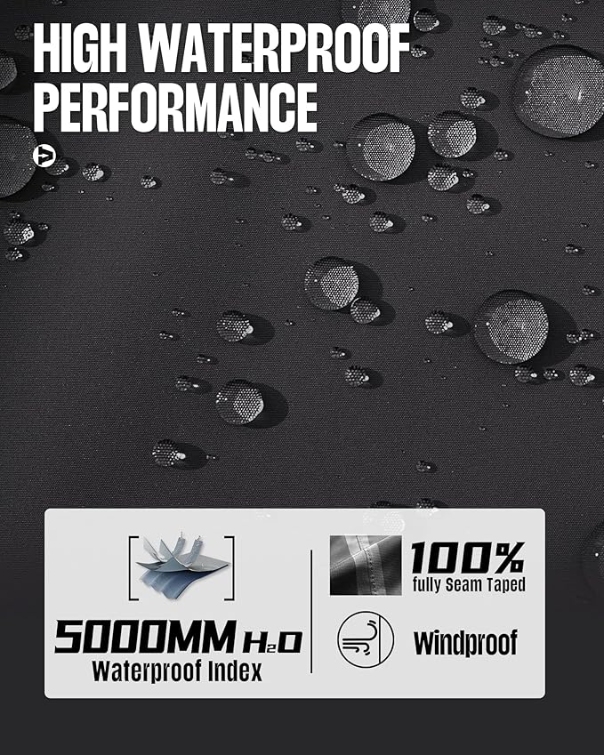 33,000ft Men's Packable Rain Jacket Waterproof Lightweight Raincoat Rain Shell with Hood for Outdoor Hiking Golf Travel