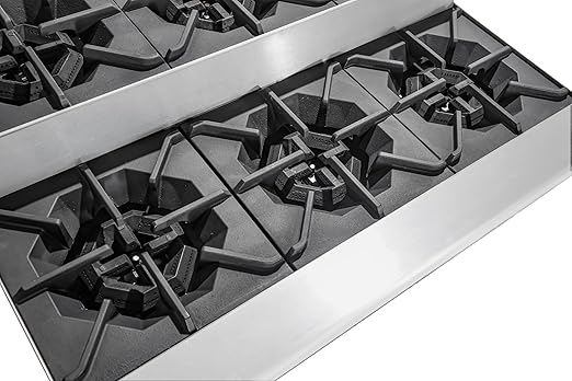 KoolMore KM-CRSU-36 36 in. Commercial Six-Burner Step Up Gas Range, 156000 BTU, ETL Listed in Stainless-Steel