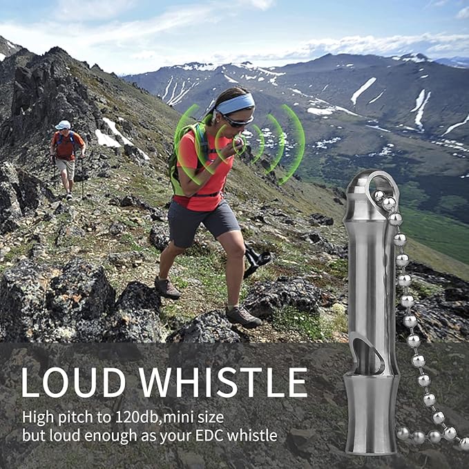 Emergency Whistle,Titanium Whistle EDC Safety Whistle for Outdoor Camping,Loud Survival Whistles Loud up to 120db