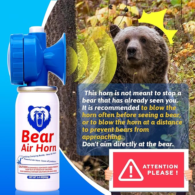 1.4oz Bear Horn for Self Defense, 123dB Loud Mini Air Horn, Audible Up to 1/2 Mile, Safety Air Horn for Hiking,Camping and Outdoor Protection（1.2.4）