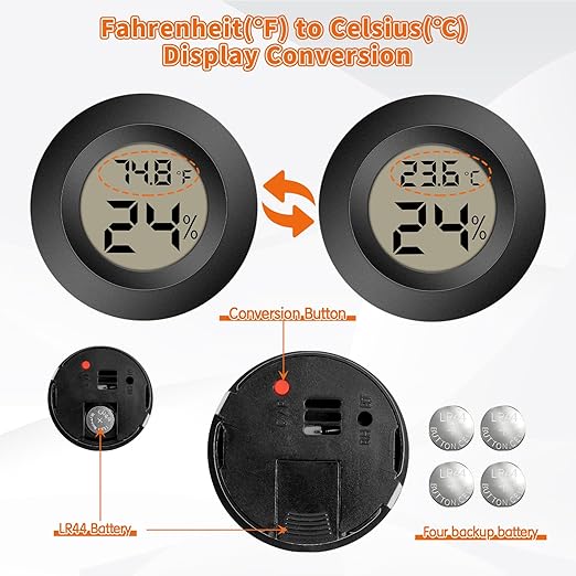 Mini Hygrometer Indoor Outdoor Thermometer Humidity Meter Digital LCD Temperature and Humidity Monitor Humidity Gauge for Greenhouse Humidor Reptile Thermostat Jars Fahrenheit(℉)/ Celsius(℃) 4 Pack