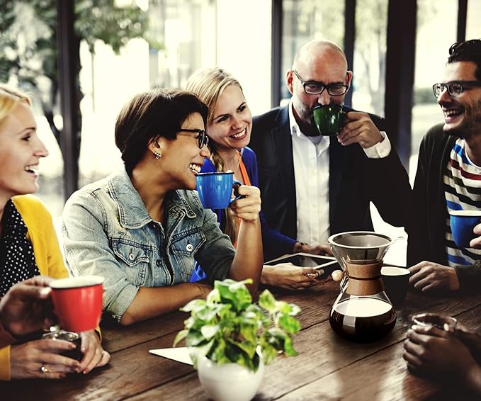 AGOGO Pour Over Coffee Maker Glass - 6/8/10 Cup Barista Kit with 304 Stainless Filter for Home, Office, Camping, Cafes - Easy Clean Coffee Dripper Set (Rag&Brush Included) (10 Cup/34oz)