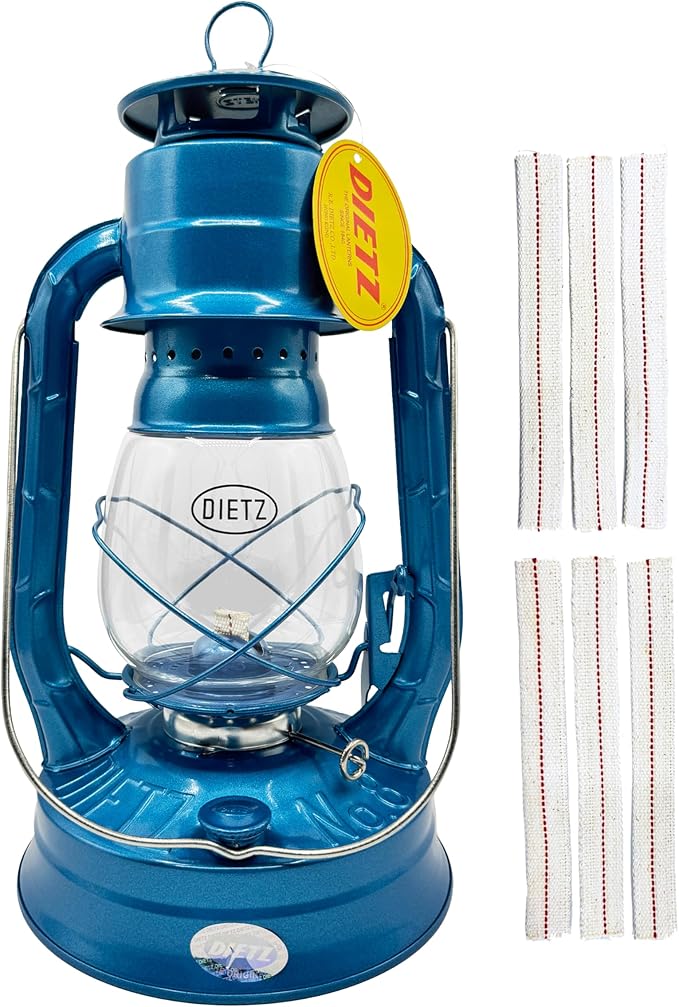 Light of Mine - Dietz #08 Air Pilot Blue Oil Lantern with 7/8" Replacement Wick Strips (Blue)