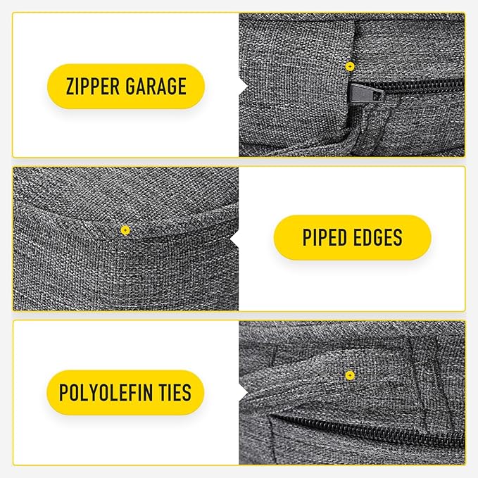 SUNROX Gel Memory Foam Chair Cushions, FadeShield Water-, Stain-Resistant Durable Reversible Seat Cushion Pads with Ties for Indoor/Outdoor Kitchen Dining Office, 19"x19", Set of 4, Heather Charcoal