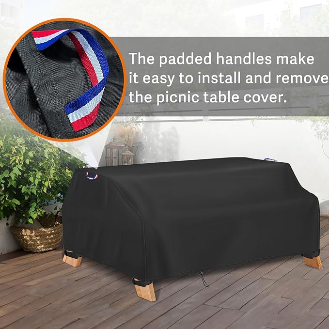 96 Inch Picnic Table Cover, Waterproof Patio Camping Table Cover for 8 ft Outdoor Picnic Table Bench Set-Weatherproof Anti-UV Picnic Bench Covers,98"L x 65"W x 30"H