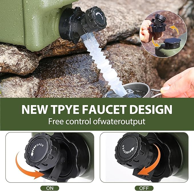 5 Gallon Water Jug with Spigot – BPA-Free Camping Water Container, Leak-Proof Water Storage Tank, Portable Overlanding Gear for Outdoors, Hiking, Emergency, BBQ & Home Use